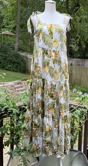 Label Of Love Fruit Novelty All Over Print MIDI Dress M Medium Palm thumbnail 1