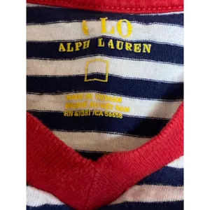 Polo Ralph Lauren White Navy Striped V Neck Short Sleeve Basic Tee T-Shirt Top S thumbnail 6