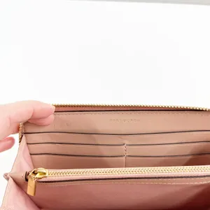 Tory Burch Flemming Continental Zip Around Leather Wallet Pink thumbnail 3