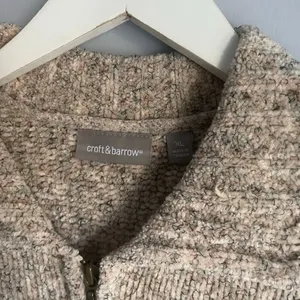 Croft & Barrow Y2K Cream Beige Chenille Sweater Knit‎ Zip Up Cozy Heritage XL thumbnail 7