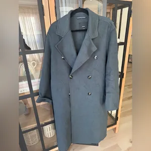 Mango wool coat oversized charcoal long handmade lapel vneck collar pockets thumbnail 10