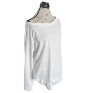 Womens Blouse Top Size Large White Long Sleeve Cotton Polyester minimalist thumbnail 2