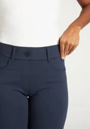 L Petite Short Betabrand Dress Pant Yoga 28.5 Inseam Straight Leg Navy Comfort thumbnail 2
