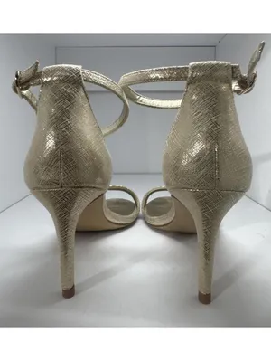 Kelly & Katie Gold Metallic Ankle Strap Stiletto Heels Size 6M thumbnail 3