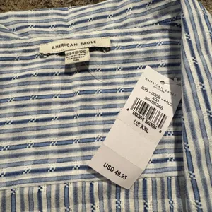 NWT American Eagle Wrap Top Blue Striped XXL Lightweight Coastal Beachy Boho thumbnail 4