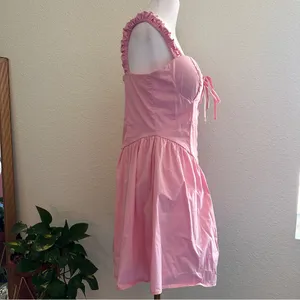 JULIA by LOVE J Kendra Poplin Micro Mini Sweetheart Coquette Dress in Pink Sz. M thumbnail 5