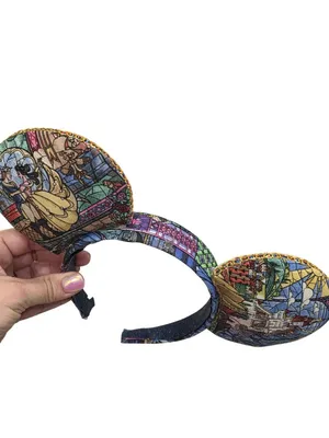 Beauty & The Beast Stained Glass Disney Mickey Mouse Ear Headband thumbnail 4