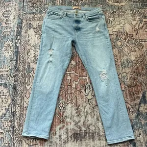 7 For All Mankind Josefina Skinny Boyfriend Distressed Jeans Light Wash Size 29 thumbnail 2