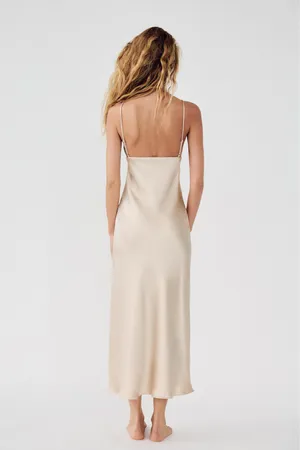 Zara dress maxi satin slip bodycon ruffled strappy wedding evening cocktail thumbnail 6