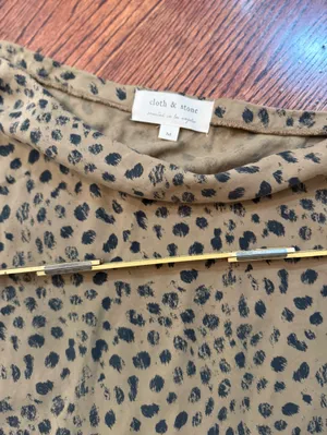 cloth & stone Leopard Print Skirt in Camel and Black Sz M thumbnail 3