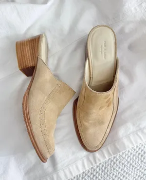 Rag and Bone Weiss heel Slipon mule in dune suede color thumbnail 1