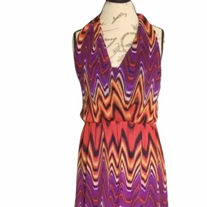 Bisou Bisou Dress Sz 12 Maxi Halter Chevron Bohemian Boho Retro Hipster Festival thumbnail 5