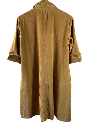 Vermont Country Store Mustard Corduroy Polo Dress S Cotton Cottagecore thumbnail 4