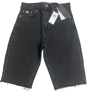 NWT Superdry Cut Off Denim Jean Kari‎ Longline Shorts 26 Coastline Black shorts thumbnail 1
