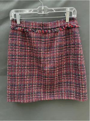 Court & Rowe Belle Noel Plaid Mini Skirt in red & blue tweed with brass buttons thumbnail 6