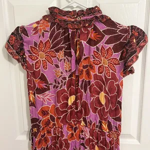 Farm Rio Sweet Floral Midi Dress In Sweet Floral Lilac NWT Size XL thumbnail 11