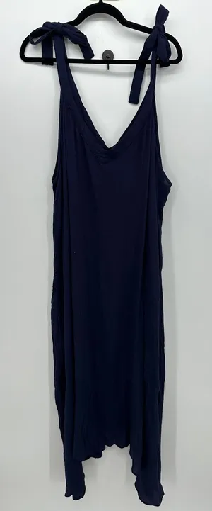 Ashley Stewart Navy Tie Strap‎ Maxi Dress Asymmetrical Hem Sz 4X Boho Resort thumbnail 1