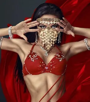 Belly Dance Jewelry for Women Cosplay Gold/Silver Coins Veil Triangle Bracelet thumbnail 2