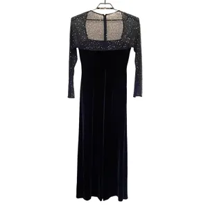 JS Boutique Y2K Velvet Beaded Sheer Formal Dress 12 Whimsigoth Dark Romantic thumbnail 5