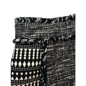 French Connection Tweed Skirt Women’s Black/White Fringe Mini Size 2 Twee Preppy thumbnail 3