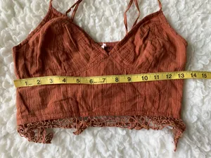 FP One Crochet Lace Bottom Boho Cropped Tank Bralette thumbnail 4