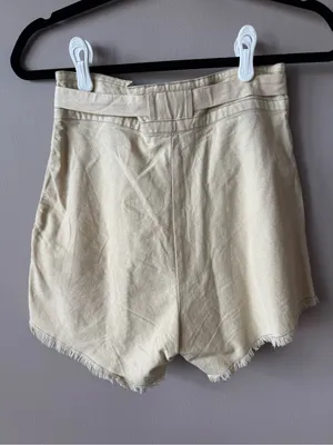 Free People One Womens Ivory Penny High-Waisted Paper Bag Tie Waist Short Size 2 thumbnail 7