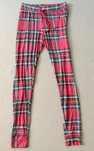 Y2K Victoria's Secret PINK plaid pajama petite small gold dog embroidered logo thumbnail 1