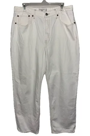 Abercrombie & Fitch Curve Love The 90’s Straight Ultra High Rise White Jeans thumbnail 1