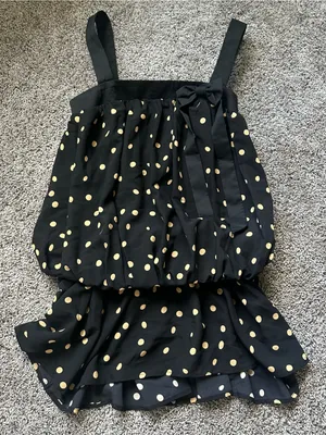 Sugar Thrillz Black Polka Dot Bow Coquette Y2K Bubble Dress thumbnail 2