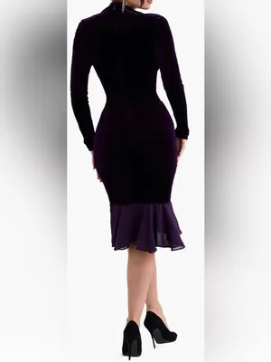 NEW House Of CB Dahna Corset Long Sleeve Purple Velvet Dress Sz XS thumbnail 2