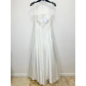 Lulus Khalida White Satin Pleated Strapless Gown Wedding Formal A Line Small NWT thumbnail 5