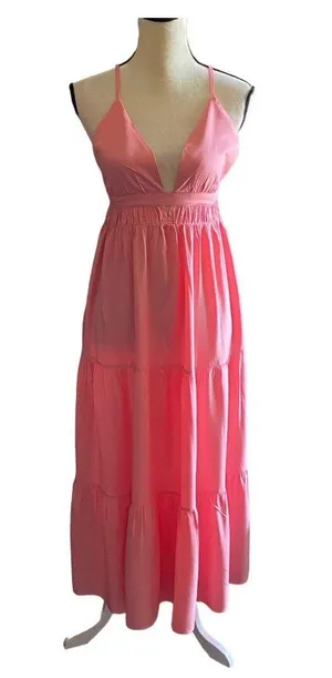 The Drop NWT- beautiful pink maxi dress, tiered skirt, brand new thumbnail 1