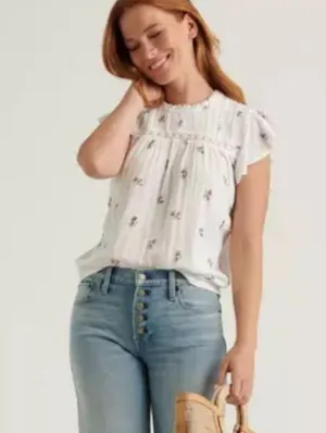 Lucky Brand floral mixed media blouse size small thumbnail 1