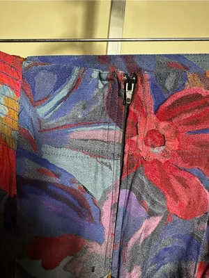 X399. Carole Little Blue Floral Midi Skirt with Pink & Gold Accents thumbnail 3