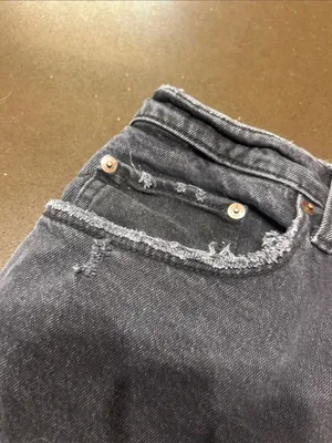 Abercrombie & Fitch Washed Black Distressed Denim Shorts thumbnail 3