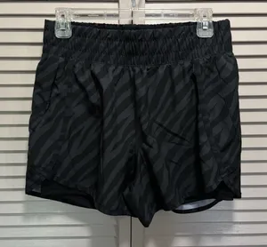 Shorts Women Avia Running Active Gym Sport Pull On‎ Size Sm Gray Zebra Lined thumbnail 1