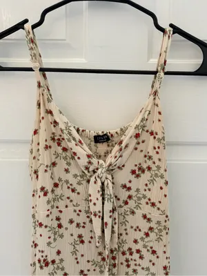 Cotton On Cream Floral Tie-Front Slip with Red & Green Print thumbnail 4