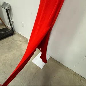 NWT Fabletics Satin Slip Midi Halter Dress Lace Up Back Red‎ Medium thumbnail 9