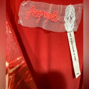 Free People Soft‎ Red Floral Slip Dress Lightweight Sz M thumbnail 10