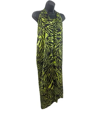 Ganni Women’s Lime Tiger Halter Top Dress Size 42/L Silk NWT Casual Evening Dres thumbnail 7