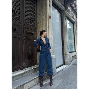 Women Denim Jumpsuit Premium Jean One Piece Outfit Casual Chic Overalls Romper thumbnail 2