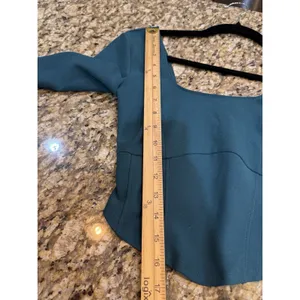 Abercrombie & Fitch Women Green Corset Long Sleeve Crop Top Square Neck Size XS thumbnail 7
