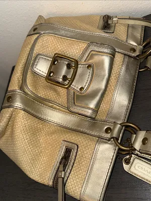 Coach Legacy Vintage Straw Metallic‎ Gold Leather Tote Bag M05K-113 thumbnail 14