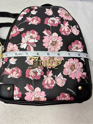 Juicy Couture‎ Black Floral Mini Backpack with Pink Blooms thumbnail 7