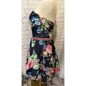 Morilee prom dress Floral navy blue strapless mini dress With Sequin Accents 10 thumbnail 8