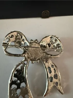 Bow Black Pearl Brooch Pin Pendant Rhinestone Jewelry Fashion thumbnail 6
