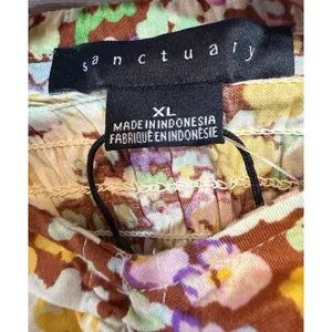 Sanctuary Floral Tie Front Peplum Blouse XL Cottagecore Puff Sleeve Top NWT thumbnail 5