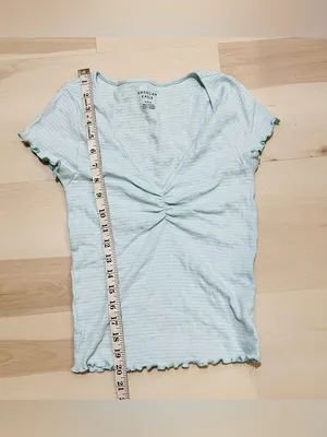 American Eagle Women Medium Cute Cottagecore Boho Retro Y2K Lettuce Trim Top thumbnail 4
