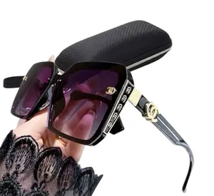 Fashion Square Sunglasses Womens Designer Style Purple Lens Gold Metal + Case thumbnail 1