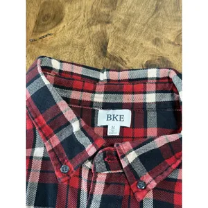EUC Womens BKE Buckle Shirt Plaid Raw Edge Hem Boho Long Sleeve Button Up size M thumbnail 3
